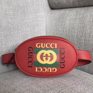 Gucci Logo Print Leather Belt Bag 476434 Red 2018