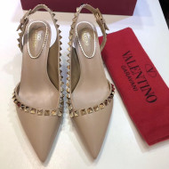 Valentino Rockstud Trim Slingback Mid-Heel Pump Khaki 2019