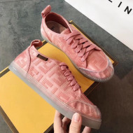 Fendi FF Canvas and PVC Low-Top Sneakers with Label Pink 2020