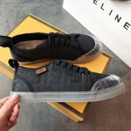 Fendi FF Canvas and PVC Low-Top Sneakers with Label Black 2020