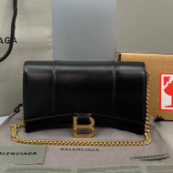 Balenciaga Hourglass Chain Wallet in Smooth Leather Black/Gold 2021