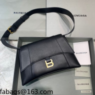 Balenciaga Hourglass Sling Back Large Bag in Calf Leather Black/Gold 2021