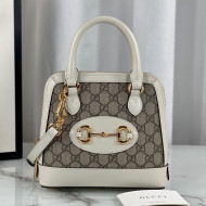 Gucci Horsebit 1955 GG Canvas Mini Top Handle Bag 640716 White 2020