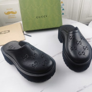 Gucci Perforated GG Rubber Mules 5cm Black 2021 