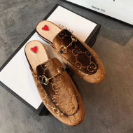 Gucci Princetown GG Velvet Flat Slipper Mules 475094 Brown 2019