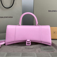 Balenciaga Hourglass Streched Top Handle Bag in Shiny Box Calfskin 92945 Lilac Pink 2021