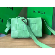 Bottega Veneta Cassette Small Crossbody Bag in Wax Maxi Calfskin Wasabi Green 2022