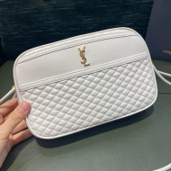 Saint Laurent Victoire Camera Bag in Quilted Calfskin 640990 White 2021