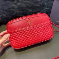 Saint Laurent Victoire Camera Bag in Quilted Calfskin 640990 Red 2021