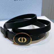 Dior Leather Belt 1.5cm with CD Round Buckle Black 2021