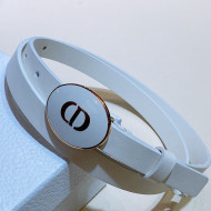 Dior Leather Belt 1.5cm with CD Round Buckle White 2021