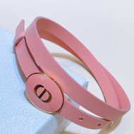 Dior Leather Belt 1.5cm with CD Round Buckle Pink 2021