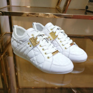 Dior Low-top Sneakers in Cannage Calfskin Leather White/Gold 2019