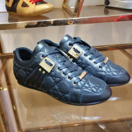 Dior Low-top Sneakers in Cannage Calfskin Leather Black/Gold 2019