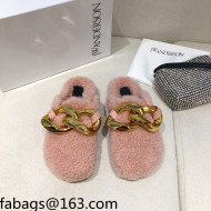 JW Anderson Shearling Chain Mules Pink 2021 1116108