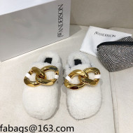 JW Anderson Shearling Chain Mules White 2021 1116109