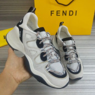 Fendi FFluid Suede Multilayer Waved Sneakers White/Black 2020