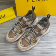 Fendi FFluid Suede Multilayer Waved Sneakers Nude/Khaki 2020