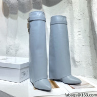 Givenchy Shark Lock Pant Boots in White Blue Smooth Box Calfskin Leather 2021(Top)