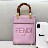 Fendi Sunshine Leather Mini Shopper Tote Bag Pink 2021