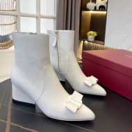 Salvatore Ferragamo Viva Calfskin Bow Boots 5.5cm All White 2021