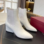 Salvatore Ferragamo Viva Calfskin Chelsea Boots 5.5cm All White 2021