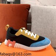 Hermes Bouncing Technical Canvas and Suede Sneakers Black/Blue 2021 