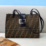 Fendi Vintage Horizontal FF Canvas Small Tote Bag Brown 2021