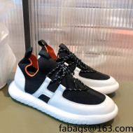 Hermes Duel Knit and Calfskin Sneakers Black 2021