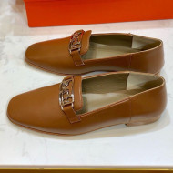 Hermes Vincennes Calfskin Flat Loafers Brown 2019