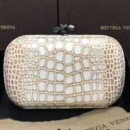 Bottega Veneta Knot Clutch in Crocodile Calfskin White 2021 03