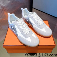 Hermes Suede Stitching H Sneakers White 2021