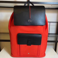 Dior Black Calfskin and Orange Nylon Rucksack For Men Autumn 2018