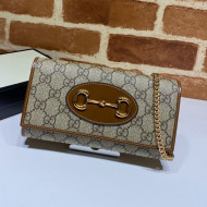 Gucci Horsebit 1955 GG Canvas Wallet with Chain WOC ‎621888 Brown 2020