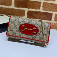 Gucci Horsebit 1955 GG Canvas Wallet with Chain WOC ‎621888 Red 2020