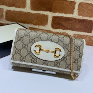 Gucci Horsebit 1955 GG Canvas Wallet with Chain WOC ‎621888 White 2020