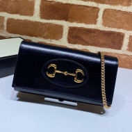 Gucci Horsebit 1955 Leather Wallet with Chain WOC ‎621888 Black 2020