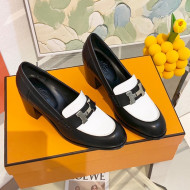 Hermes Dauphine Goatskin High Heel Pumps 8.5cm White/Black 2021