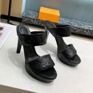 Louis Vuitton Monogram Leather Heel Sandals 10.5cm Black 2021