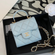 Chanel Lambskin Clutch with Chain AP2682 Light Blue 2022