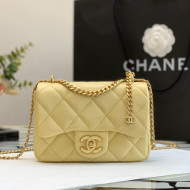 Chanel Lambskin & Enamel Mini Flap Bag AS3113 Yellow 2022