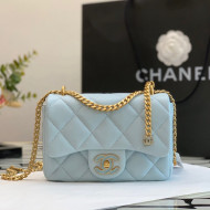 Chanel Lambskin & Enamel Mini Flap Bag AS3113 Light Blue 2022