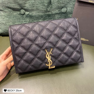 Saint Laurent Becky Chain Bag in Diamond-Quilted Lambskin 629426 Black/Gold 2020