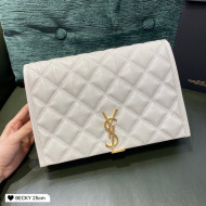 Saint Laurent Becky Chain Bag in Diamond-Quilted Lambskin 629426 White 2020