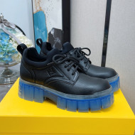 Fendi Force Calfskin FF Lug Sole Lace-up Black/Blue 2021