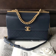 Chanel Lambskin Coco Luxe Large Flap Bag A57087 Deep Blue 2018