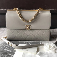 Chanel Lambskin Coco Luxe Large Flap Bag A57087 Grey 2018