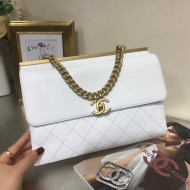 Chanel Lambskin Coco Luxe Large Flap Bag A57087 White 2018