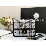 Chanel Tweed Braided Trim Small Square Flap Bag AS2496 White 2022