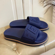 Fendi Flat Slide Sandals Blue 05 2021 (For Women and Men)